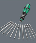 Kraftform Bitholding Screwdriver With Rapidaptor and 6 Long Bits for Quick Bit Swaps, shown with bit array and durable handle.