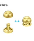 Genuine Brass Mushroom Leather Rivets Featuring Hella Durability Straight Up Smooth Gold Button Fasteners Excellent For Custom Handbags Belts And DIY Craft Repair Projects, 60 sets, 6x4mm.