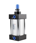 Premium Pneumatic Double Acting Tie Rod Air Cylinder, heavy duty design, steel material, showcases smooth operational features.