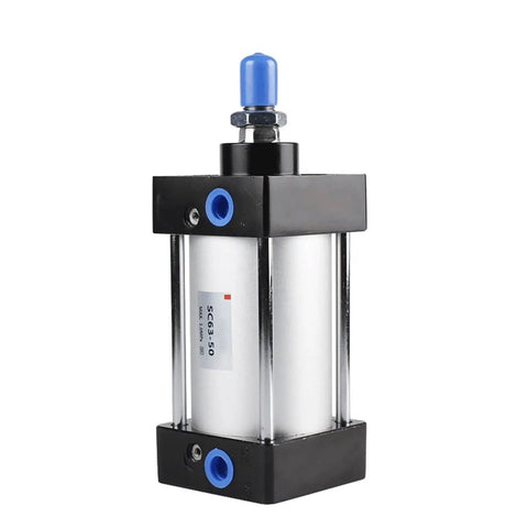 Premium Pneumatic Double Acting Tie Rod Air Cylinder, heavy duty design, steel material, showcases smooth operational features.