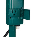 Rock Solid Outdoor Power Stake Timer With Six Grounded Outlets And Photocell Auto Switch with open covers and heavy duty design.