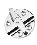 Nailed Tight 316 Stainless Steel Marine Latch With Round Turn Button, heavy duty circular design for yacht cabins and lockers.