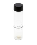 Clear 10 mL vial with black screw cap for use in Comprehensive Home Water Test Kit For Lead Bacteria Nitrates Ph Hardness Chlorine Copper Iron And More With Digital Tds Meter No Sweating Over Tap Or Well Water Safety.