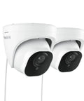 5MP PoE Security Cam Kit For Indoor And Outdoor Use With Person Vehicle Pet Detection, Time Lapse, And Smart Home Compatibility, 100Ft IR Night Vision, Supports 512GB SD Card, Pack Of 2, product features white and black dome design.