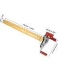 Dead Simple Fire Alarm Removal Tool With Long Extendable Pole showing rugged golden pole and claw grip, size dimensions included.