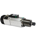 Workhorse 9KW Automatic Tool Change Spindle With Smooth Air Cooling Iso30 Collet Chuck Shop Tough Motor, side view with collet.