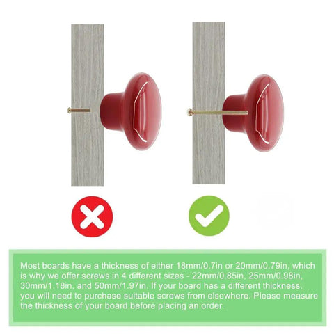 Dang Nice Vintage Round Ceramic Cabinet Knobs Rock Solid Kitchen And Bathroom Drawer Pulls Smooth Grip Red Hardware displayed on wooden panel.