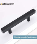 Kickass 25 Pack Flat Black Cabinet Handles Featuring Rust Proof Stainless Steel Build For Modern Kitchen Bath Drawer Pulls With Square Bar Design showcased on a white surface.
