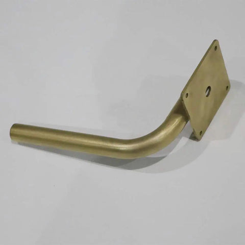 Step Up Your Space Game With Beefy Stainless Steel L Shaped Table Legs, Gold Brushed Heavy Duty Sofa Risers, Rust Resistant Lift Foot Accessories, Tough Support For Tv Stand, Pack Of 4, close-up of gold brushed stainless steel leg.