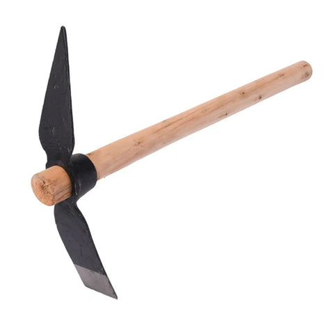 Garden Pick Hand Tool For Digging, Weeding, Seeding And Soil Turning, High Carbon Steel Head, Solid Wood Handle, 15.7 Inch Total Length