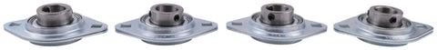 Four Pack Three Quarter Inch Two Bolt Flange Bearing Units With Sealed Pressed Steel Shells for heavy duty applications.