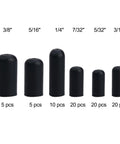 Cool Assorted Rubber Hose End Caps Kit With 80 Pieces For Carburetors And Engines Includes Six Classic Sizes From Five Thirty Seconds To Three Eighths Inch Fits Manifold Seals Perfect Fit. Black rubber hose end caps, 3/8 to 3/16 inch, assorted sizes