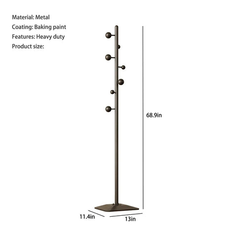 Freestanding Coat Rack With Seven Hooks and Sturdy Metal Base For Bags Hats And Coats Built To Last With High Temperature Paint