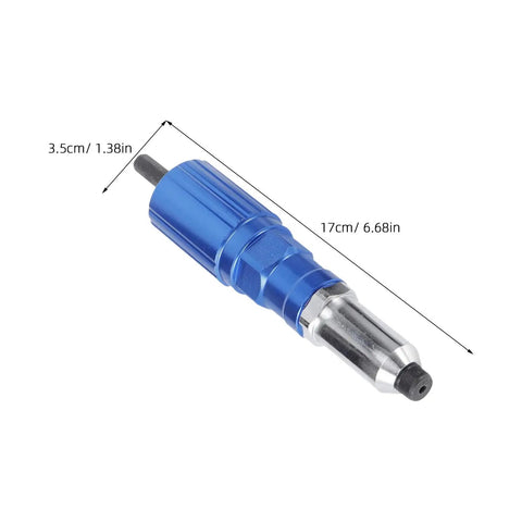 Cordless Rivet Nut Setter Tool Kit For Metal With Aluminum Alloy And Plastic Durable Build, 17cm length, blue aluminum body