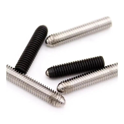 Heavy Duty 304 Stainless Steel Socket Set Screws Black Oxide Metric M8 M10 M12 Cone Point Fasteners array on white background.