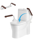 Rock Solid Toilet Safety Rails For Seniors With Flip Up Armrest Handles Heavy Duty Bathroom Support Bars visible on toilet.