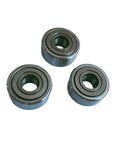 Premium Beefy NATR15PP Needle Roller Bearings With Steel Retainer Set for lathe repairs, three units displayed, heavy duty design.