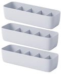 Stackable Plastic Underwear Storage Containers With Divided Compartments To Straighten Up Your Wardrobe Kick Clutter To The Curb Keeping Socks Bras Neck Ties Squeaky Fresh, grey plastic organizers with compartments.