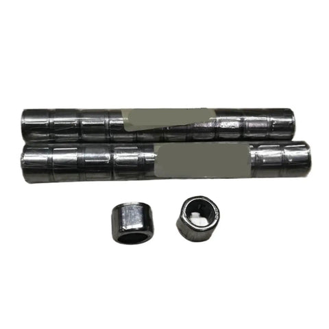 Top Shelf 100 Piece Assorted One Way Clutch Needle Roller Bearings for Fishing Reels and Auto Transmissions shown in a close-up view.