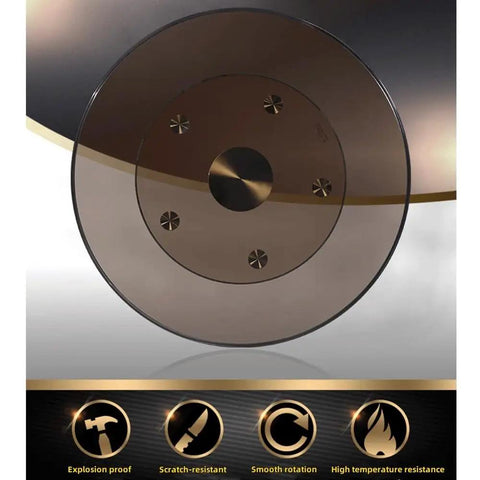 Top Tier Tempered Glass Lazy Susan Rotating Kitchen Turntable Featuring 360 Degree Slick Spin for smooth, scratch-resistant, waterproof use.