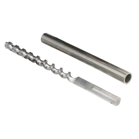 Kickstart Your Creative Hustle With This Compact Desktop Pellet Extruder Mk2, stainless steel feed screw and barrel.