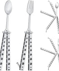Foldable Butterfly Spork Camping Set Stainless Steel Utensils For Hiking And Backpacking Lightweight Travel Cutlery Opened and Closed