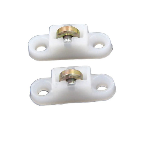 Heavy Duty Sliding Door Pulleys And Cabinet Rolling Wheels That Glide Like Butter With Quiet Double Flat Bearings For Smooth Tracks Lasts Forever Easy Home Fix 10 Piece Set, white plastic rollers with bearings.