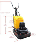 7.5KW 220V Wet And Dry Concrete Floor Grinder With 24.8 Inch Wide Grinding Head and visible dimensions, side view