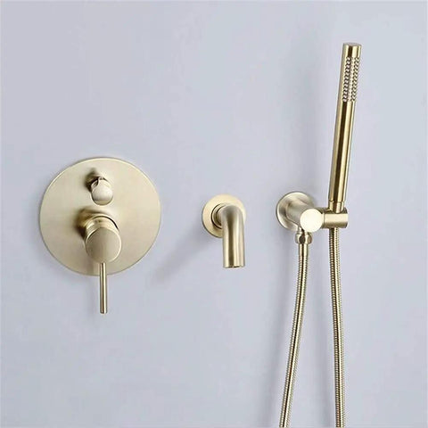 Smooth In Wall Shower Faucet With A Solid Handheld Sprayer And Single Handle Mixer Designed For Quick Home Makeovers And Zero Headache Diy Setup Right Now, featuring brass finish.