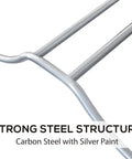 Close-up of carbon steel frame of Heavy Duty 3 Tier Water Jug Rack For 5 Gallon Jugs, showing silver finish.