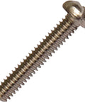 Badass Stainless Steel 2-56 By One Quarter Inch Screws Designed For Ho Scale Rolling Stock And Gearbox Swaps, single silver screw close-up.