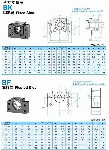 SFU1605 300MM Ball Screw Upgrade Kit With BK12 And BF12 End Mounts, DSG16H Anti Backlash Nut, SBR16 Linear Rails, UU Bearing Blocks, And 6.35X10MM Couplings drawing with dimensions and specifications
