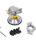 360 Degree Rotating Table Vise With Suction Cup Base For Jewelry Repair And DIY Bench Work Compact Lightweight Portable Clamp, with wrench and jaws