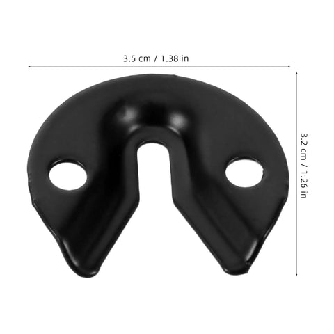 10 Pack Heavy Workhorse Keyhole Wall Hangers With Screws Black Stainless Steel Picture Hooks close-up of a black keyhole hanger with dimensions.