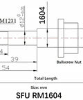 Detailed diagram of BM1604 ballscrew and BK12 nut for Level Up Your Shop Setup With This Heavy Duty 16mm Ballscrew And 20mm Linear Rail Kit.