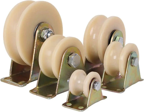 Heavy Duty U Track Swivel Caster With Precision Dual Bearing Nylon Wheel Engineered For Sliding Doors And Industrial Gates, set of four
