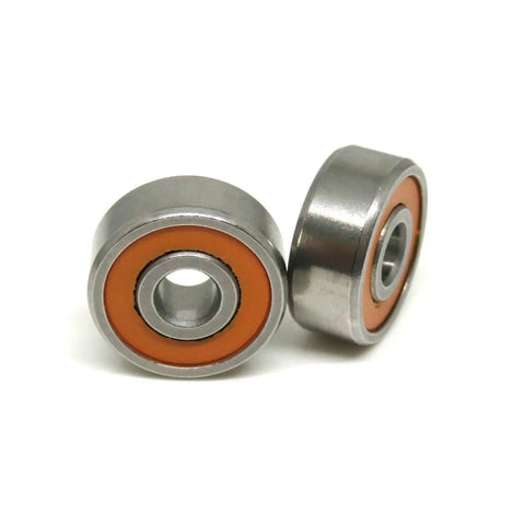 Kickass S623C Hybrid Ceramic Ball Bearings 3X10X4MM with orange seal, stainless steel, ideal for fishing reels and heavy gear.