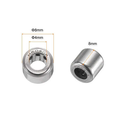Hella Durable One Way Needle Roller Bearings 10 Pack HK0408 4X8X8MM Temperature Resistant Steel clutch bearing detail view showing dimensions.