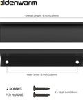 Dimensions of the 25 Pack Finger Edge Pulls For Black Cabinet Handles And Drawer Pulls, Kitchen Tab Hardware, 5 Inch Hole Centers with screws.