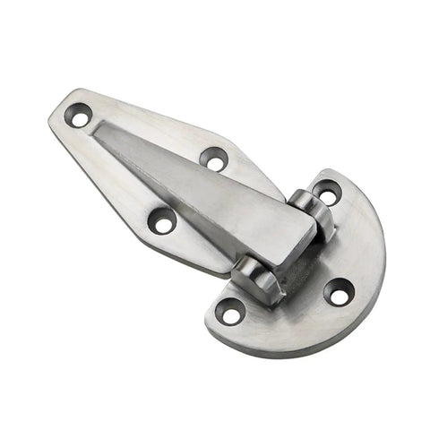 Real Deal 304 Stainless Steel Large Mechanical Equipment Hinge With Thickened Casting For Heavy Duty Industrial Doors, close-up view.