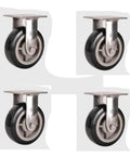 Rock Solid Heavy Duty Caster Wheels With 304 Stainless Steel Flat Baseplate, set of four durable wheels for smooth cart use.