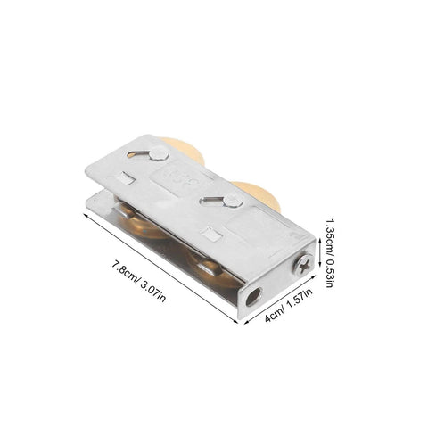 Heavy Duty Sliding Door Window Pulley Replacement Set Featuring Smooth Glide Dual Copper Wheels For Patio Doors And Track Fix Up Hardware Quick Swap Kit, stainless steel with copper wheels, 7.8cm.