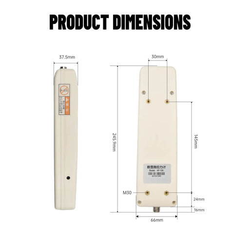 Tough As Nails Digital Push Pull Force Gauge With External Sensor Built For Two Hundred Twenty Pound Loads dimensions diagram showing size and specifications.