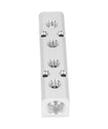 Heavy Duty Aluminum Pneumatic Manifold Block With G1/2 Inlet And G1/4 Outlet, Splitter Style, side angle view.
