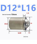 Premium 304 Stainless Steel Spring Ball Plunger D12 X L16 with steel ball diameter of 10mm and adjustment markings.