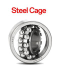 Top Shelf Double Row Self Aligning Ball Bearings 1304 20mm X 52mm X 15mm High Carbon Chrome Steel with a steel cage.