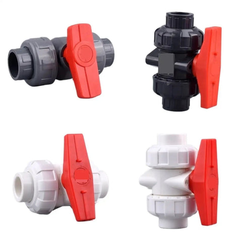 15 Piece Hose Connector Set With Double Union Ball Valve For Garden Watering Irrigation System Red And White Fittings Built Tough For Backyard Use And Leak Free Water Pipe Connectors, 4 valves