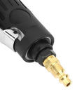 Badass 90 Degree Pneumatic Angle Grinder With Slick Ergonomic Comfort Grip And Tight 20000 RPM Air Die Tool connector close-up.