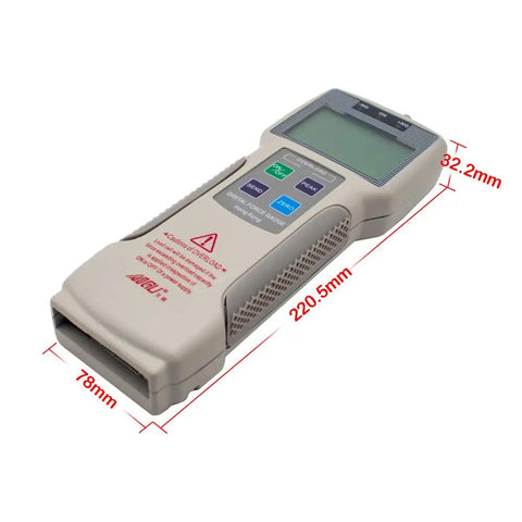 High Precision Digital Force Gauge And Push Pull Meter Featuring Lcd Tension Dynamometer For Newton Strength Testing showing measurements and buttons.