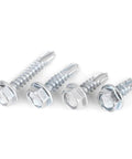 Close-up of zinc iron screws from the All In One Self Tapping Screw Kit 200 Piece Durable Zinc Iron Screws With Thread Storage Case